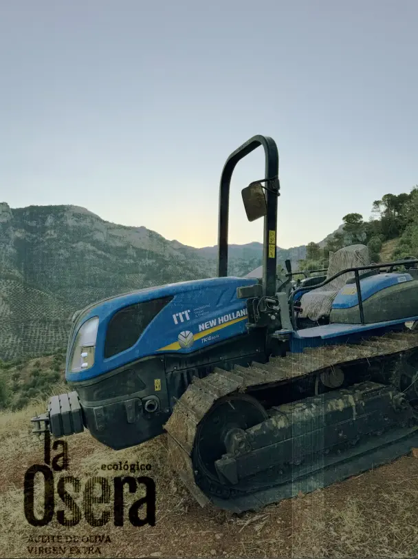 Tractor de cadenas adaptado al olivar de montaña